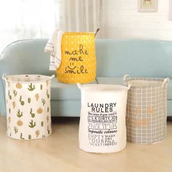 Cesta Redonda para Ropa Sucia Caja De Organizador Tela Plegable