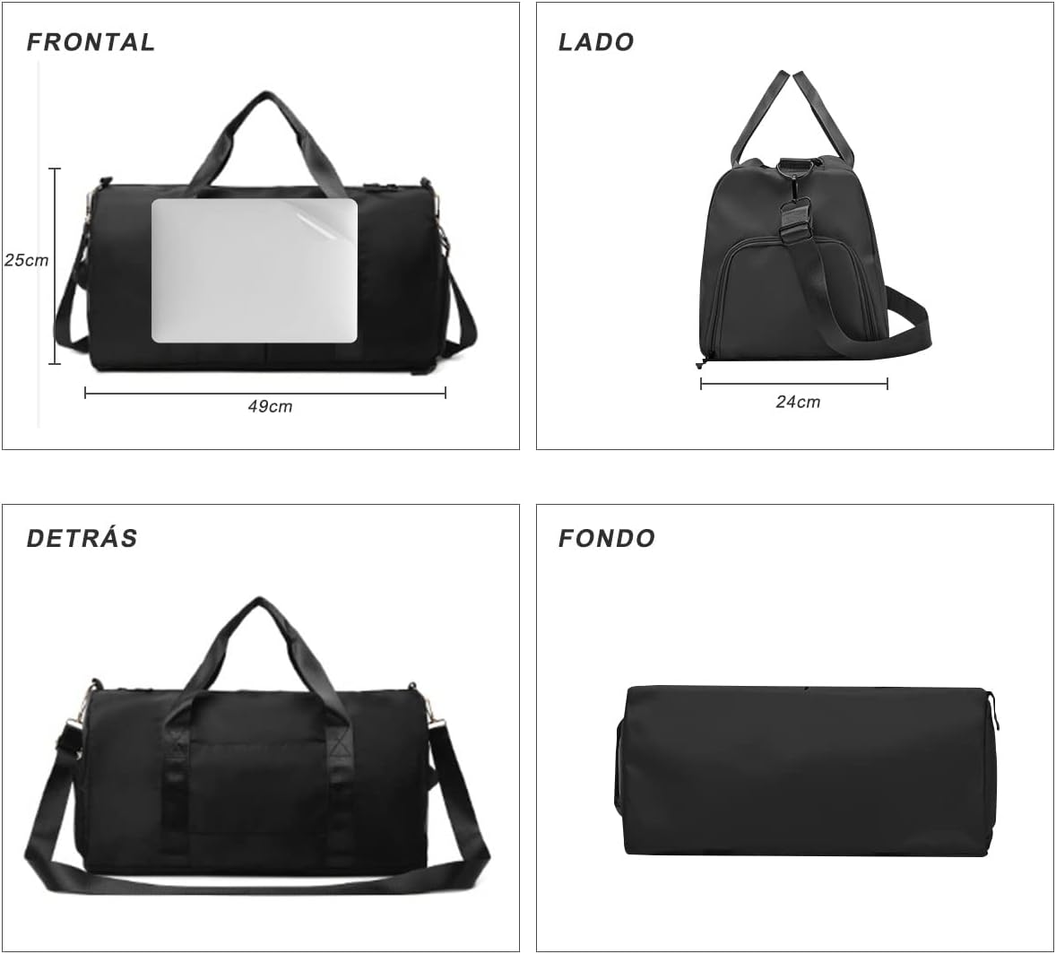 Bolso De Viaje Impermeable Maleta Travel Multiusos Negro - Imagen 4