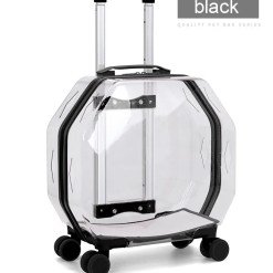 (NEGRO) Maleta Transportador De Mascotas Con Ruedas Transparente